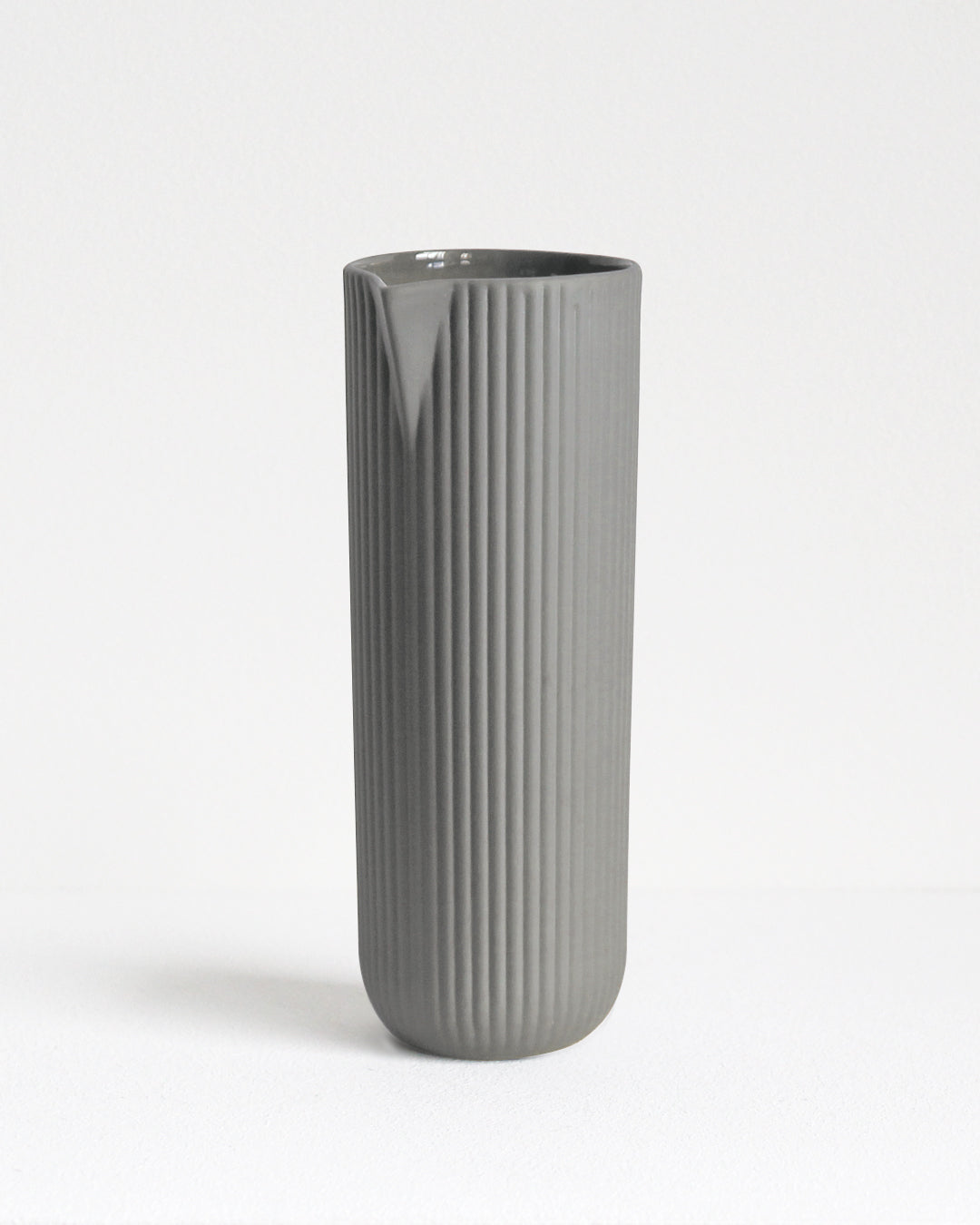 Column carafe in light grey, handmade stoneware with glazed interior and unglazed exterior, Archive Studio