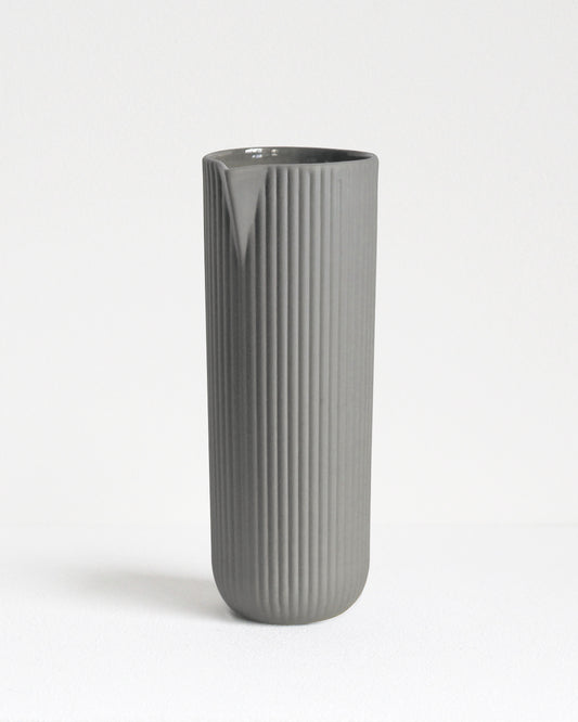 Column carafe in light grey, handmade stoneware with glazed interior and unglazed exterior, Archive Studio
