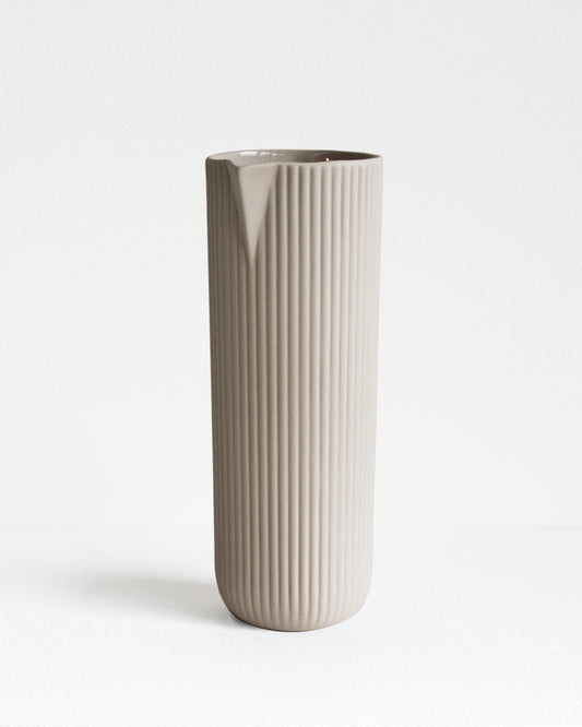 Column carafe in sand, handmade stoneware with glazed interior and unglazed exterior, Archive Studio