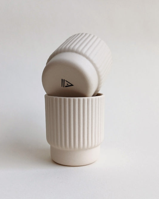 Column Collection espresso mug in sand tone made of stoneware with minimalist design