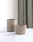 Forme Collection coffee mug in sand and speckled finish on a styled table setting