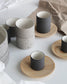 Light grey speckled and white Cappuccino mug Fundament by Archive Studio, modern and timeless design