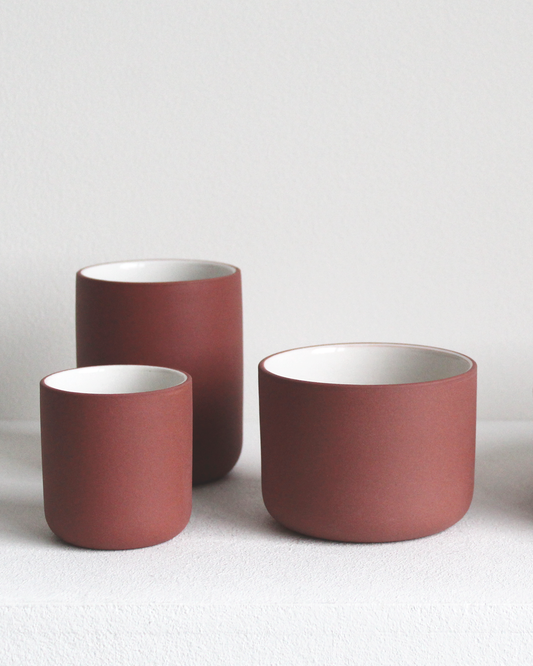 Terracotta and white Cappuccino mug Fundament by Archive Studio, modern and timeless design