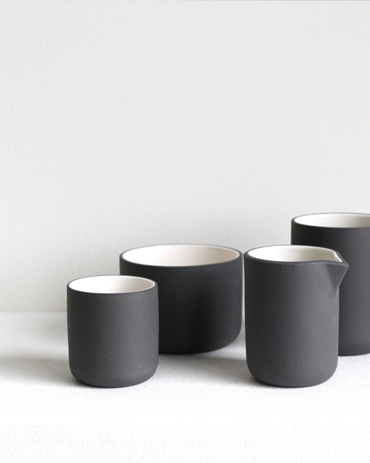 Dark grey and white Espresso cup Fundament by Archive Studio, modern and timeless design