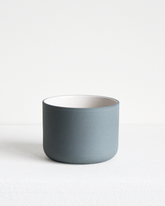 Cappuccino mug Fundament in teal and white by Archive Studio with minimalist design