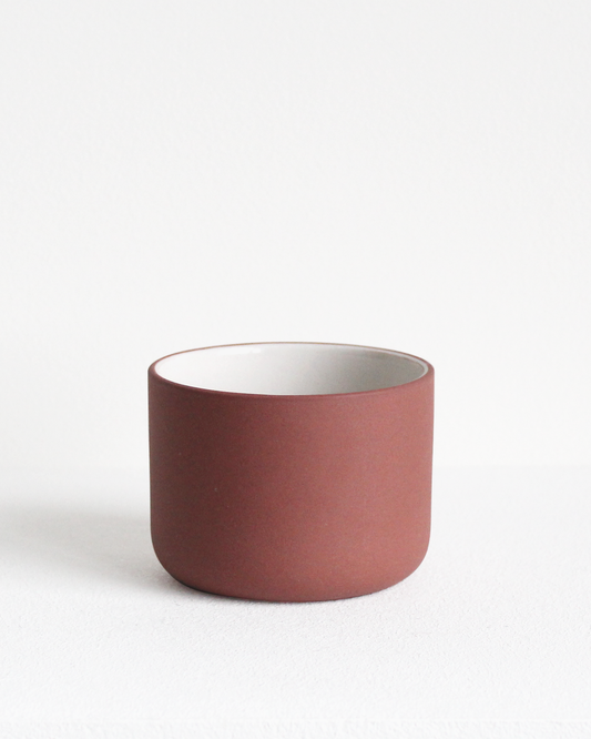 Cappuccino mug Fundament in terracotta and white by Archive Studio with minimalist design