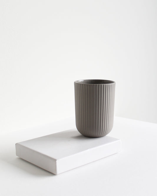 Handmade coffee mug Column collection in light grey