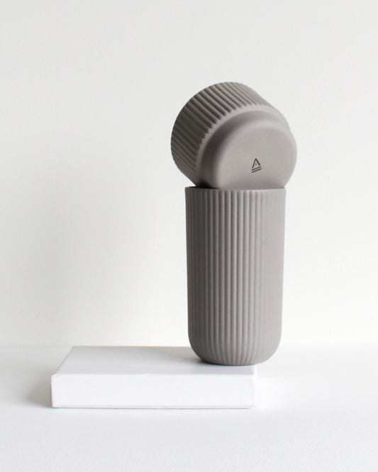 Handmade tall mug Column collection in light grey