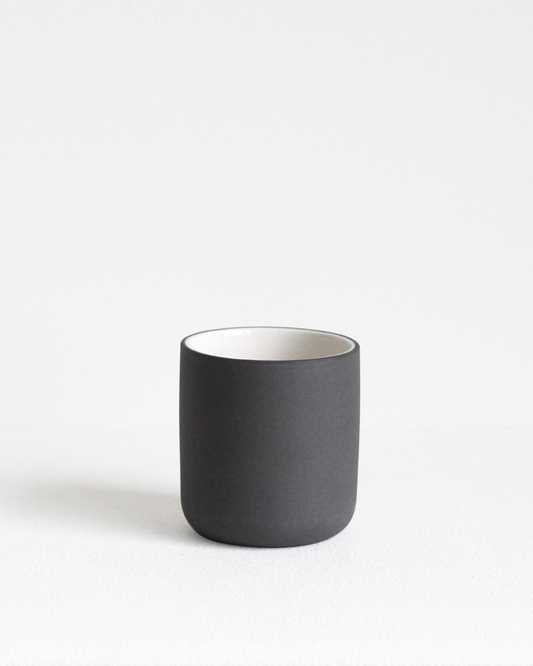 Espresso cup Fundament in dark grey and white by Archive Studio with minimalist design
