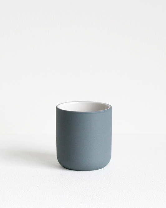 Espresso cup Fundament in teal and white by Archive Studio with minimalist design