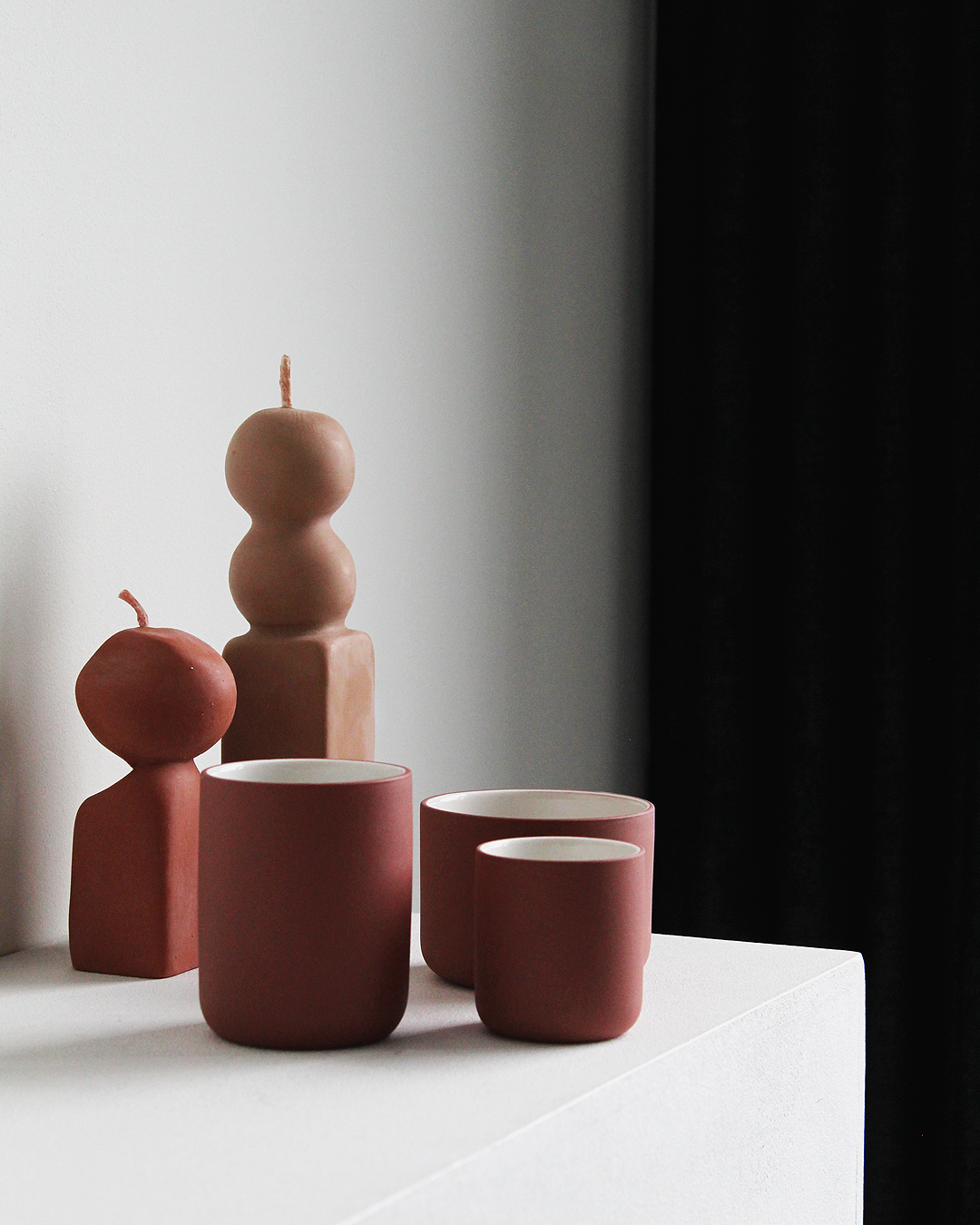 Minimalist terracotta/white Espresso cup Fundament by Archive Studio on table