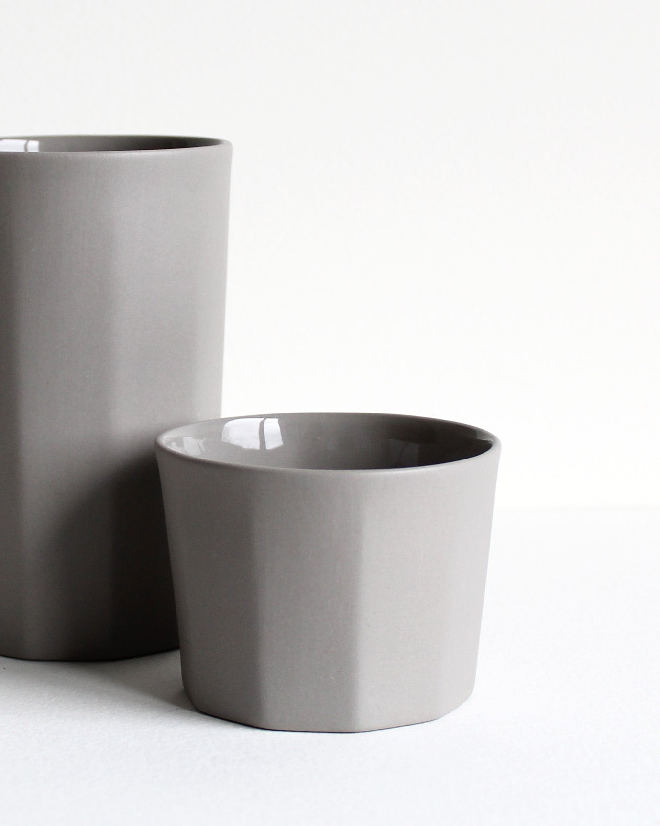 Handmade cappuccino mug Segmented collection in light grey