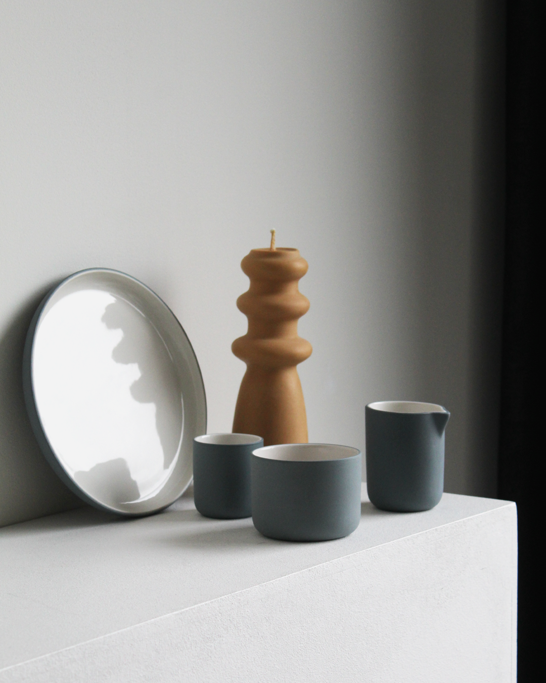 Fundament cappuccino mug in teal and white by Archive Studio, sleek and stylish